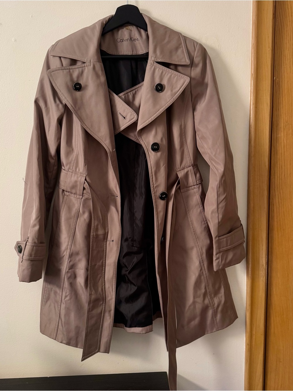 Calvin Klein Dusty Taupe Double-Breasted Trench Coat